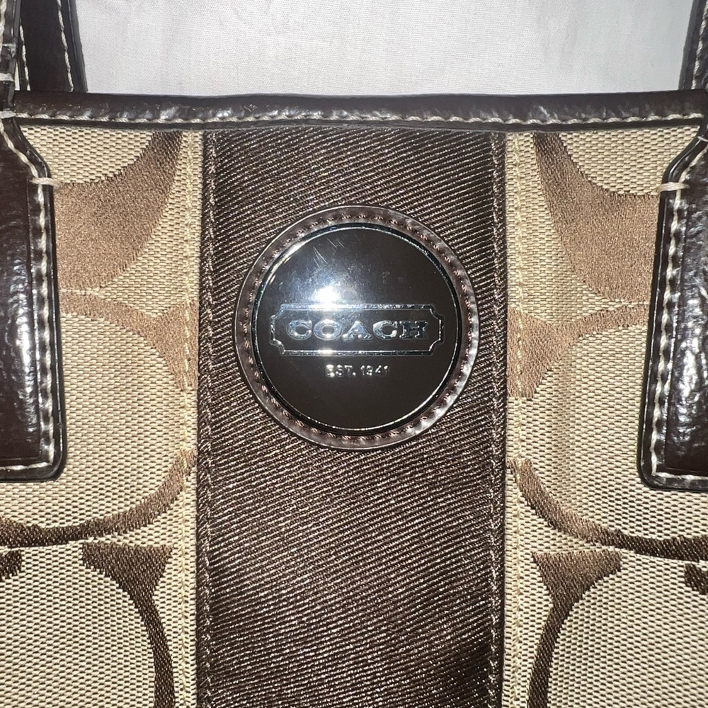 COACH Signature Canvas Tote Bag in Brown - Picture 2 of 11